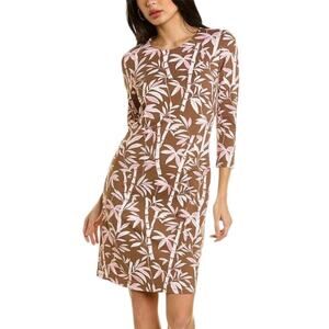 J. MCLAUGHLIN Sophia Sheath Dress Brown Pink Bamboo Print Catalina Cloth Small